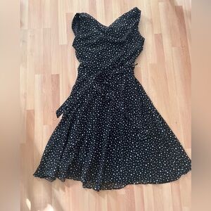 MSK Black and White Polka Dot Midi Dress